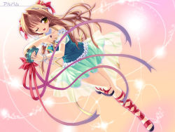 Rule 34 | 1girl, dancing, instrument, one eye closed, ribbon, solo, sorairo no organ, ueda ryou, wallpaper, wink