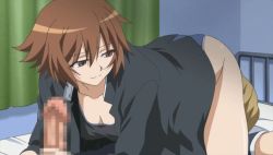 Rule 34 | 10s, 1boy, 1girl, animated, animated gif, ass, ass shake, bed, bedroom, censored, chinatsu (swing out sisters), cleavage, hetero, incest, penis, short hair, sweat, swing out sisters, underwear