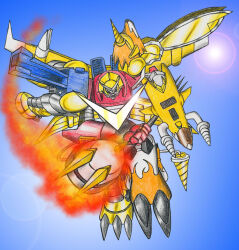 Rule 34 | digimon, digimon (creature), drill, flying, fusion, horns, microphone, shoutmon x7
