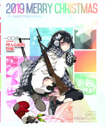 Rule 34 | 1girl, bayonet, black hair, black pantyhose, blush, breasts, character name, christmas, coat, crying, crying with eyes open, damaged, earmuffs, full body, girls&#039; frontline, gloves, gun, hair ornament, hand up, highres, long hair, long sleeves, looking at viewer, official alternate costume, official art, open mouth, pantyhose, plaid, plaid scarf, pleated skirt, pocket, red eyes, scarf, shoes, shovel, sidelocks, sitting, skirt, sneakers, snow, solo, strap, submachine gun, tears, torn clothes, type 100, type 100 (girls&#039; frontline), type 100 (treasure buried deep within) (girls&#039; frontline), weapon, white coat