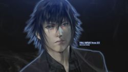 Rule 34 | 10s, 1boy, bad id, bad pixiv id, black hair, blue eyes, character name, copyright name, final fantasy, final fantasy xv, formal, glowing, highres, kanyamerian, male focus, noctis lucis caelum, realistic, solo, suit