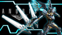 Rule 34 | english text, flying, hayatefseiei, highres, jehuty, mecha, no humans, robot, sword, weapon, zone of the enders