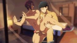 Rule 34 | 10s, 2boys, abs, against glass, against window, anal, animated, animated gif, bedroom, blush, brown hair, erection, free!, happy sex, leg lift, male penetrated, maoh king, matsuoka rin, multiple boys, nude, penis, purple hair, sex, shoes, smile, uncensored, window, yamazaki sousuke, yaoi