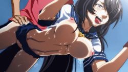 Rule 34 | 00s, 1boy, 1girl, ahegao, ahoge, animated, animated gif, bent over, black hair, bouncing breasts, breasts, clothed sex, doggystyle, fucked silly, hair over one eye, hetero, ibento e ikou! sono, ikkitousen, kan&#039;u unchou, large breasts, pussy juice, sailor, sex, sex from behind, sweat, tongue, vaginal, yabusame
