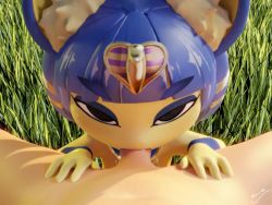 Rule 34 | 1boy, 1girl, 3d, animal crossing, animal ear fluff, animal ears, animated, ankha (animal crossing), blue hair, blunt bangs, bob cut, breasts, cat ears, cat girl, cat tail, colored skin, deepthroat, eyeshadow, fellatio, flat chest, furry, furry female, grass, hair ornament, hetero, looking at viewer, makeup, marrubi, moaning, nintendo, nipples, nude, on ground, oral, outdoors, pov, small breasts, sound, striped tail, tail, uncensored, video, yellow skin