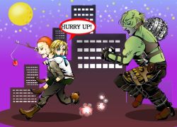 Rule 34 | apple, capcom, carrying, city, english text, food, fruit, jake muller, night, resident evil, resident evil 2, resident evil 6, running, scar, sherry birkin, ustanak