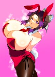 Rule 34 | 1girl, alternate costume, animal ears, bow, bowtie, breasts, bug, butterfly, butterfly hair ornament, cleavage, detached collar, fake animal ears, hair ornament, haori, huge breasts, insect, japanese clothes, kimetsu no yaiba, kochou shinobu, leotard, pantyhose, perepere-kun, playboy bunny, rabbit ears, solo, strapless, strapless leotard