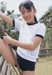 Rule 34 | 1girl, buruma, female focus, gym uniform, photo (medium), rope, shorts, smile, solo