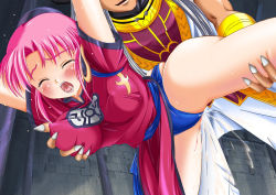 Rule 34 | 1girl, arms up, grabbing another&#039;s breast, breasts, china dress, chinese clothes, clothed sex, cum, dragon quest, dragon quest dai no daibouken, dress, forced, grabbing, large breasts, looking at viewer, maam, open mouth, pink hair, rape, screaming, sex, solo focus, spread legs, tears, underwear, vaginal, defloration