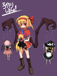 Rule 34 | 1girl, alice margatroid, alternate wings, blonde hair, character doll, creepy, doll, female focus, flandre scarlet, horror (theme), if they mated, kirisame marisa, multicolored nails, n (ruff), nail polish, puppet, red eyes, remilia scarlet, ribbon, shanghai doll, short hair, solo, touhou, wings, yandere