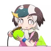 Rule 34 | 1girl, animated, brown hair, cabbage, chibi, commentary request, food, green hair, head wings, kemono friends, kemono friends 2, looping animation, multicolored hair, polishing, quality cabbage (meme), scarf, short sleeves, simple background, solo, spot-billed duck (kemono friends), taro (tontaro), video, white background, white hair, wings, wristband