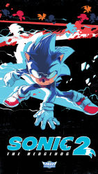 Rule 34 | 3boys, afterimage, animal nose, blue eyes, blue fur, clenched hand, commentary, electricity, english commentary, furry, furry male, gloves, highres, knuckles the echidna, male focus, movie poster, multiple boys, official art, red footwear, shoes, silhouette, sneakers, snout, solo focus, sonic (live action), sonic (series), sonic the hedgehog, sonic the hedgehog (film), sonic the hedgehog 2 (film), superhero landing, tails (sonic), tyson hesse, white gloves