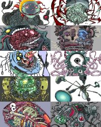 Rule 34 | eyeball, machine, original, pixel art, skeleton, teeth, tentacles, tusika, what