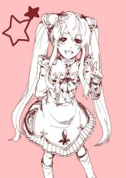 Rule 34 | 1girl, coma (macaron), commentary request, dress, ear covers, long hair, lymle lemuri phi, monochrome, official alternate costume, smile, solo, star ocean, star ocean the last hope, twintails
