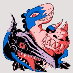 Rule 34 | deltamon, digimon, digimon (creature), looking at viewer, sharp teeth, skull, solo, tail, teeth, tongue, tongue out