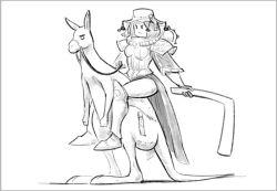 Rule 34 | 1girl, :|, angry, armor, australia, boobplate, boomerang, breastplate, closed mouth, commentary, cork hat, english commentary, gloves, greyscale, hat, holding, holding weapon, kangaroo, leash, lutherniel, monochrome, riding, shoulder armor, simple background, adepta sororitas, solo, pauldrons, v-shaped eyebrows, waist cape, warhammer 40k, weapon, white background