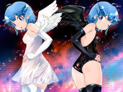 Rule 34 | 2girls, angel wings, bat wings, dress, keroro gunsou, multiple girls, nishizawa momoka, wings