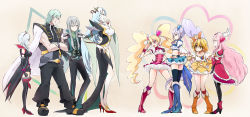 Rule 34 | 00s, 2boys, 6+girls, aono miki, black legwear, black shorts, blonde hair, blue hair, boots, cape, crossed arms, cure berry, cure passion, cure peach, cure pine, dark persona, dual persona, eas (fresh precure!), fresh precure!, green hair, grey hair, hair ornament, hairband, heart, heart hair ornament, higashi setsuna, light purple hair, magical girl, momozono love, multiple boys, multiple girls, northa, northa (fresh precure!), pantyhose, pink footwear, pink hair, ponytail, precure, shijima (agkm), short hair, shorts, skirt, smile, souler, souler (fresh precure!), thighhighs, twintails, wester, wester (fresh precure!), yamabuki inori