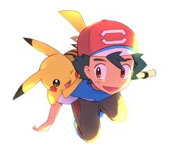 Rule 34 | 1boy, :d, ame (ame025), ash ketchum, baseball cap, bracelet, brown eyes, brown pants, creatures (company), game freak, gen 1 pokemon, happy, hat, jewelry, looking to the side, male focus, nintendo, on shoulder, open mouth, pants, pikachu, pokemon, pokemon (anime), pokemon (creature), pokemon on shoulder, pokemon sm (anime), red headwear, short hair, smile, tongue, white background, z-ring