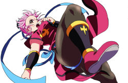 Rule 34 | 1girl, ass, breasts, brown eyes, chinese clothes, dragon quest, dragon quest dai no daibouken, dress, fumiko (mesushi), legs, looking at viewer, maam, medium breasts, open mouth, panties, pink hair, short hair, simple background, solo, underwear, white background