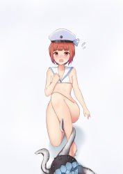 Rule 34 | 10s, 1girl, bikini, blush, bottomless, breasts, hat, highres, kantai collection, red eyes, red hair, small breasts, swimsuit, z3 max schultz (kancolle)