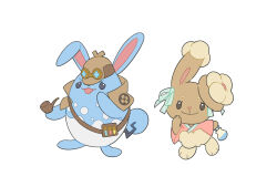 Rule 34 | azumarill, bag, black eyes, brown capelet, brown headwear, buneary, capelet, chinese commentary, closed mouth, commentary request, cosplay, creatures (company), deerstalker, full body, game freak, gen 2 pokemon, gen 4 pokemon, goggles, goggles on head, hat, herlock sholmes, herlock sholmes (cosplay), highres, holding, holding bag, holding smoking pipe, lee999nine, looking at viewer, nintendo, no humans, open mouth, pokemon, pokemon (creature), simple background, smile, smoking pipe, standing, susato mikotoba, susato mikotoba (cosplay), white background