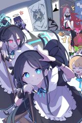 Rule 34 | &lt;key&gt; (blue archive), 5girls, ^^^, absurdly long hair, absurdres, anger vein, angry, animal ear headphones, animal ears, apron, aris (blue archive), aris (maid) (blue archive), black dress, black hair, black skirt, blonde hair, blue archive, blue eyes, blue halo, blue necktie, closed mouth, collared shirt, dress, fake animal ears, formal, frilled apron, frills, game development department (blue archive), green halo, halo, headphones, highres, jacket, long hair, long sleeves, looking at viewer, maid, maid headdress, mechanical halo, midori (blue archive), midori (maid) (blue archive), mmhomm, momoi (blue archive), momoi (maid) (blue archive), mop, multiple girls, necktie, official alternate costume, open mouth, pink halo, pleated skirt, puffy short sleeves, puffy sleeves, red eyes, red hair, ringed eyes, shaded face, shirt, short hair, short sleeves, skirt, smile, suit, very long hair, white apron, white jacket, white shirt, yellow halo, yuuka (blue archive), yuzu (blue archive)