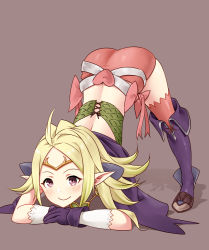 Rule 34 | 1girl, ass, blush, bow, cape, commission, commissioner upload, fire emblem, fire emblem awakening, fire emblem heroes, gloves, highres, igni tion, jack-o&#039; challenge, nintendo, nowi (fire emblem), pink bow, pointy ears, purple eyes, smile, solo, top-down bottom-up