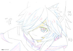 Rule 34 | 1boy, animal ear fluff, animal ears, artist request, blue hair, close-up, color trace, fox ears, gundam, gundam build divers, gundam build divers re:rise, hair over one eye, male focus, official art, parviz (gundam build divers re:rise), production art, second-party source, solo, traditional media, white background