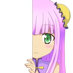 Rule 34 | 10s, 1girl, :&lt;, aoki hagane no arpeggio, blush, bun cover, china dress, chinese clothes, double bun, dress, hiding, i-400 (aoki hagane no arpeggio), long hair, nagineko, peeking out, personification, purple hair, solo, transparent background