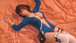 Rule 34 | 1girl, breasts, brown hair, cleavage, dead or alive, dead or alive xtreme venus vacation, glasses, highres, large breasts, tsukushi (doa)