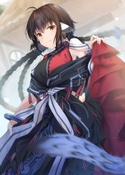 Rule 34 | 1girl, absurdly long hair, aged up, ahoge, ainu clothes, animal ears, anju (utawarerumono), aquaplus, bare shoulders, blush, braid, brown hair, closed mouth, covered collarbone, dress, earrings, fang, fang out, from below, gradient eyes, gradient hair, hair between eyes, highres, hip vent, jewelry, light particles, long hair, looking at viewer, multicolored eyes, multicolored hair, necklace, off shoulder, official art, sidelocks, sleeveless, solo, standing, tail, teeth, utawarerumono, utawarerumono: itsuwari no kamen, utawarerumono: lost flag, utawarerumono: lost flag support illustration relay, very long hair, yellow eyes, yu yu