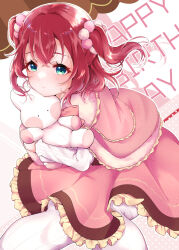 Rule 34 | 1girl, absurdres, aqua eyes, happy birthday, highres, kurosawa ruby, long sleeves, looking at viewer, love live!, love live! sunshine!!, nigauri, red hair, solo, stuffed toy, two side up