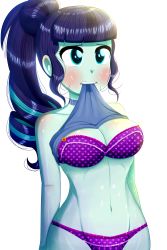 Rule 34 | absurdres, bra, breasts, clothes, coloratura, highres, my little pony, my little pony: equestria girls, my little pony: friendship is magic, panties, solo, sweat, the-butch-x, transparent background, underwear