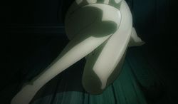 Rule 34 | 1girl, animated, animated gif, barefoot, blush, breast hold, breasts, collarbone, covering privates, third-party edit, female focus, kanoe yuuko, large breasts, long hair, lowres, most body, nude, solo, stitched, tasogare otome x amnesia, third-party edit, wooden floor