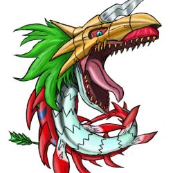 Rule 34 | digimon, digimon (creature), dragon, horns, megaseadramon, no humans, sharp teeth, single horn, solo, teeth