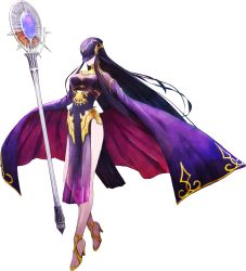 Rule 34 | 1girl, absurdres, bare legs, breasts, cape, concept art, covered face, fire emblem, full body, high heels, highres, long hair, medium breasts, multiple views, nintendo, official art, pelvic curtain, see-through, staff, standing, tharja (fire emblem), transparent background, very long hair