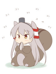 Rule 34 | 10s, 1girl, amatsukaze (kancolle), animal costume, brown eyes, hair tubes, hat, kantai collection, long hair, miyo (miyomiyo01), silver hair, simple background, solo, squirrel costume, squirrel tail, tail, two side up, white background