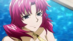 Rule 34 | 1girl, animated, animated gif, ass, breasts, freezing (series), freezing vibration, large breasts, medium hair, mooning, one-piece swimsuit, partially submerged, pool, red hair, roxanne elipton, slingshot swimsuit, solo, spanked, spanking, spanking self, swimsuit, water