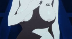 Rule 34 | 1girl, animated, animated gif, anime screenshot, blonde hair, breast tattoo, breasts, chloe mansfield, closed eyes, collarbone, completely nude, hand on own chest, heart, heart tattoo, large breasts, long hair, lowres, nipples, nude, shuumatsu no harem, solo, tattoo