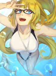 Rule 34 | 1girl, blonde hair, blue eyes, competition swimsuit, fate/grand order, fate (series), glasses, jeanne d&#039;arc (fate), jeanne d&#039;arc (swimsuit archer) (fate), one-piece swimsuit, swimsuit