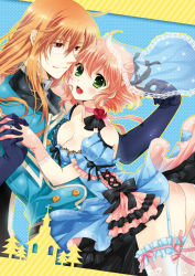 Rule 34 | 00s, 1boy, 1girl, alternate costume, ass, brown hair, choker, dress, flower, frills, glasses, gloves, green eyes, hair ornament, hairpin, hetero, holding hands, jade curtiss, jewelry, long hair, natalia luzu kimlasca lanvaldear, red eyes, red flower, red rose, ring, rose, shiny skin, short hair, shuragyoku mami, tales of (series), tales of the abyss, thigh strap, thighhighs, veil