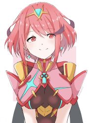 Rule 34 | 1girl, bob cut, breasts, chest jewel, chobi0521, drop earrings, earrings, highres, impossible clothes, jewelry, large breasts, pyra (xenoblade), red eyes, red hair, short hair, short sleeves, skindentation, solo, swept bangs, tiara, upper body, xenoblade chronicles (series), xenoblade chronicles 2