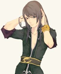 Rule 34 | 00s, 1boy, bad id, bad pixiv id, bracelet, collarbone, highres, jewelry, long hair, male focus, shiro (reptil), simple background, solo, tales of (series), tales of vesperia, yuri lowell