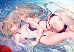 Rule 34 | 2girls, ahoge, ass, back, bare shoulders, belt, bikini, black bikini, blonde hair, blue eyes, blush, breasts, choker, cleavage, closed mouth, collarbone, competition swimsuit, covered navel, fate/grand order, fate (series), floating, hair between eyes, highleg, highleg swimsuit, jeanne d&#039;arc alter (swimsuit berserker) (fate), jeanne d&#039;arc (fate), jeanne d&#039;arc (ruler) (fate), jeanne d&#039;arc (swimsuit archer) (fate), jeanne d&#039;arc (swimsuit archer) (second ascension) (fate), jeanne d&#039;arc alter (fate), jeanne d&#039;arc alter (swimsuit berserker) (fate), large breasts, long hair, looking at viewer, mouth hold, multiple girls, obiwan, one-piece swimsuit, open mouth, ponytail, silver hair, strap pull, swimsuit, thigh strap, thighs, very long hair, water, wet, white one-piece swimsuit, yellow eyes