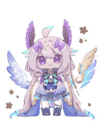 Rule 34 | 1girl, absurdly long hair, ahoge, angel wings, asymmetrical wings, belt, belt buckle, bird wings, black belt, black bow, black bowtie, black footwear, black wings, blue bow, blue dress, blue hair, blue ribbon, blue wings, blunt bangs, boots, bow, bowtie, buckle, chibi, closed mouth, colored tips, detached sleeves, detached wings, dress, enna alouette, eyelashes, feathered wings, flower, footwear ribbon, full body, hair bow, hair flower, hair ornament, head wings, highres, leg belt, light blush, long hair, long sleeves, low twintails, mismatched wings, multicolored hair, multiple wings, namako232, nijisanji, nijisanji en, pleated skirt, purple bow, purple eyes, purple hair, purple wings, ribbed legwear, ribbon, short dress, simple background, skirt, sleeves past wrists, smile, solo, standing, straight-on, twintails, very long hair, waist bow, white background, white flower, white sleeves, white wings, wide sleeves, wings, yellow wings