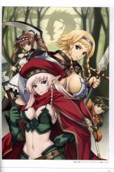 Rule 34 | 00s, 4girls, absurdres, airi (queen&#039;s blade), airi (queen's blade), airi (the infernal temptress), alleyne (queen&#039;s blade), alleyne (queen's blade), armor, blonde hair, blue eyes, braid, breasts, cape, cleavage, eiwa, elbow gloves, elf, exiled warrior leina, fighting master alleyne, flat chest, forest keeper nowa, gloves, highres, large breasts, leina (queen&#039;s blade), leina (queen's blade), long hair, midriff, multiple girls, nowa (queen&#039;s blade), nowa (queen's blade), panties, pointy ears, queen&#039;s blade, red hair, ribbon, scythe, side braid, staff, sword, thighhighs, twintails, underwear, weapon, white panties, zettai ryouiki