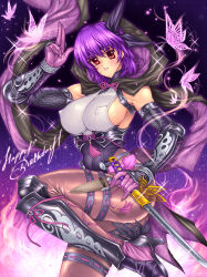 Rule 34 | 1girl, ass, ayane (doa), breasts, dead or alive, happy birthday, highres, large breasts, ninja gaiden, purple hair, solo