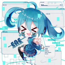 Rule 34 | 1girl, :d, absurdres, artistic error, blue hair, chibi, ene (kagerou project), highres, kagerou project, open mouth, smile, xd