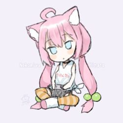 Rule 34 | 1girl, ahoge, animal ear fluff, animal ears, bad id, bad pixiv id, bare arms, bare shoulders, bike shorts, black choker, black shorts, blue eyes, blush stickers, boots, capriccio, cat ears, character name, chibi, choker, closed mouth, commentary request, controller, crossed legs, full body, game controller, grey background, hair between eyes, hair bobbles, hair ornament, hinata channel, holding, holding controller, long hair, low twintails, nekomiya hinata, pink hair, short shorts, shorts, simple background, sitting, sketch, solo, striped clothes, striped thighhighs, tank top, thighhighs, thighhighs under boots, twintails, very long hair, virtual youtuber, white footwear, white tank top
